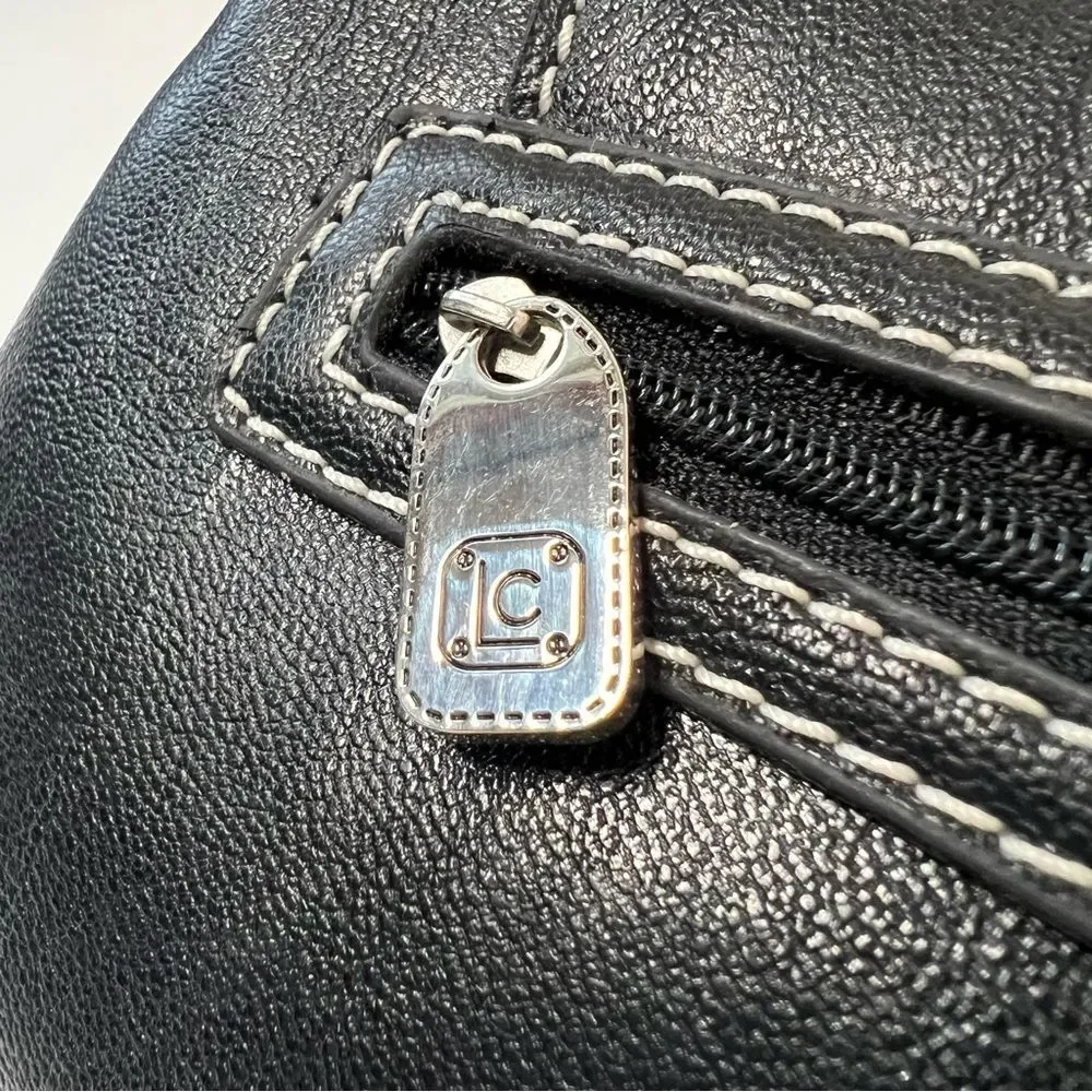 Liz Claiborne Black Vegan Leather Wristlet Clutch Wallet Purse